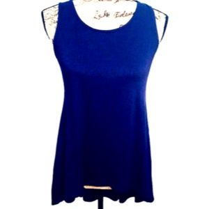 TU Women’s Tunic Top Small 6 (US)/Size 8 (UK) Navy Blue Hi-Low Hem Sleeveless